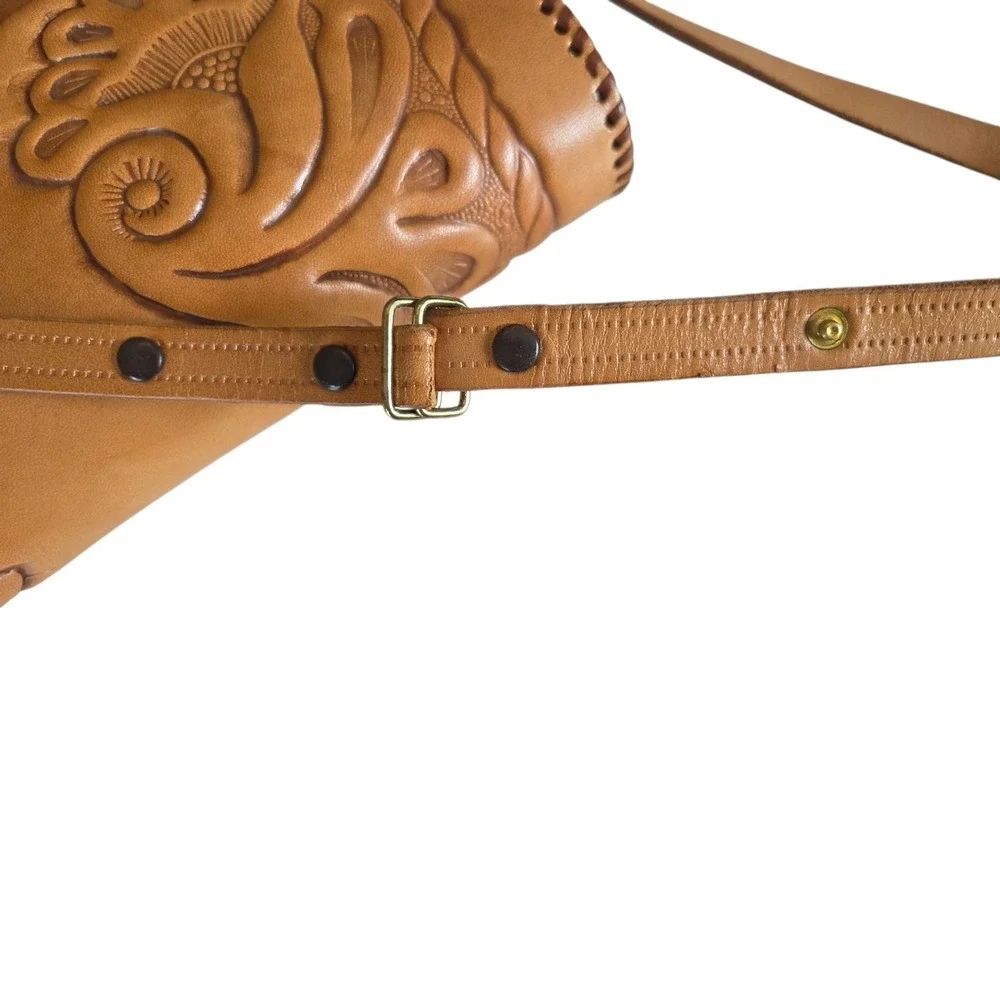 Vintage Hand-Tooled Genuine Leather Purse Shoulder Bag